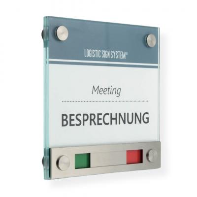 Tuerschild Vitrum B Frei Besetzt Anzeige rot grün Besprechnung 150 150 mm